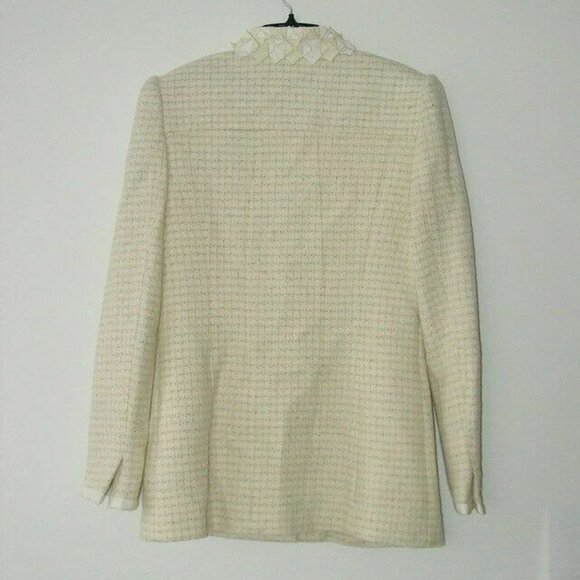 NWT ELIE TAHARI Cream Ivory Wool Madelena Tweed Jacket 42/6 - Picture 8 of 8